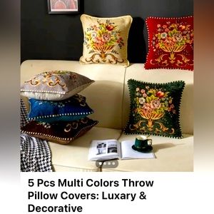 5 Pcs Multi Colors Throw Pillow Covers: Luxary & Decorative